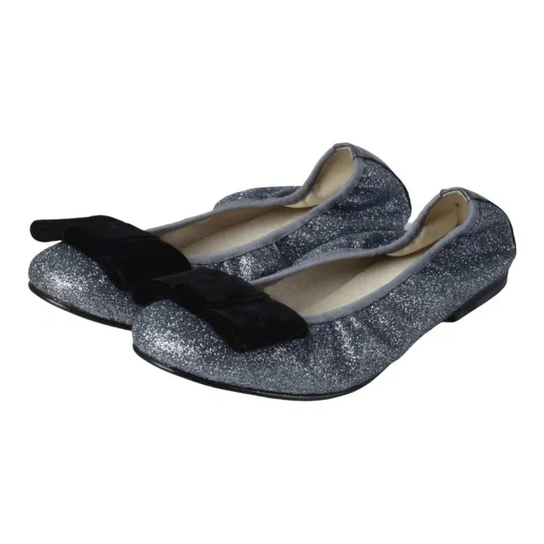 1412 - Silver Glitter Flats for Girl/Teen/Women by London Kids