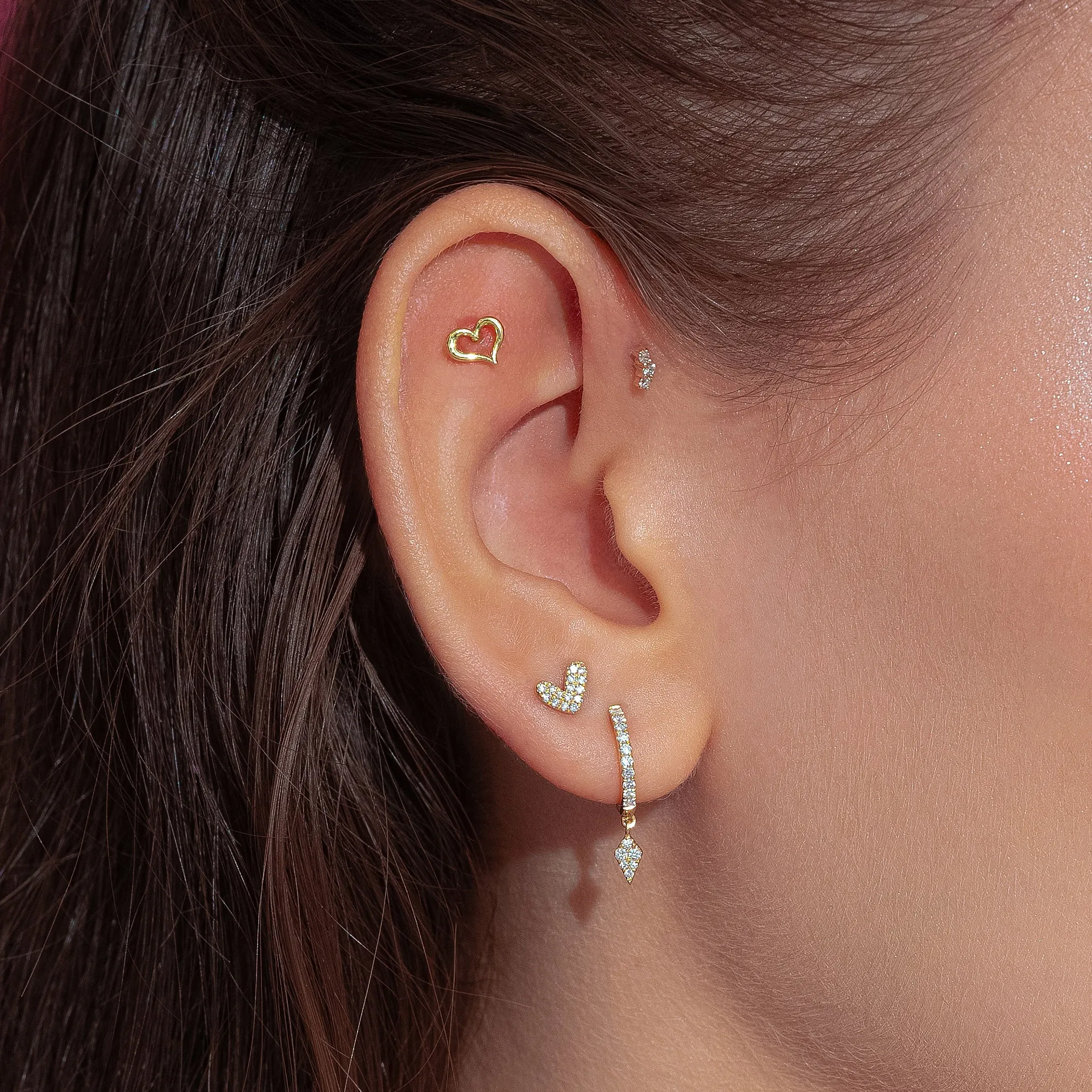 14K Solid Gold AdmireMe Diamond Flatback Earring