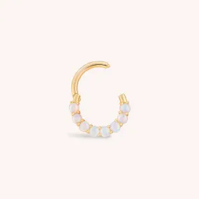 14K Solid Gold Opal Eternity Hoop Clicker
