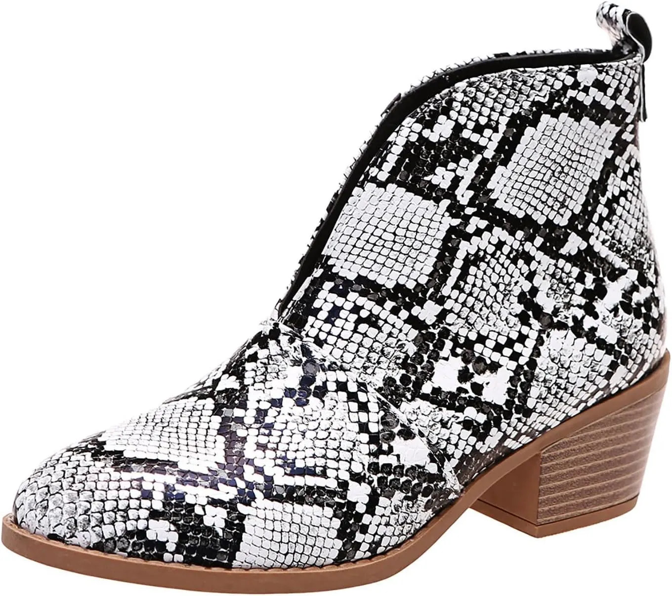 AMDBEL Fall Boots for Women 2024, Women's Ankle Boots Casual V Cut Slip On Chunky Heel Short Fall Winter Bootie Shoes