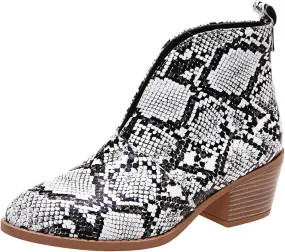 AMDBEL Fall Boots for Women 2024, Women's Ankle Boots Casual V Cut Slip On Chunky Heel Short Fall Winter Bootie Shoes