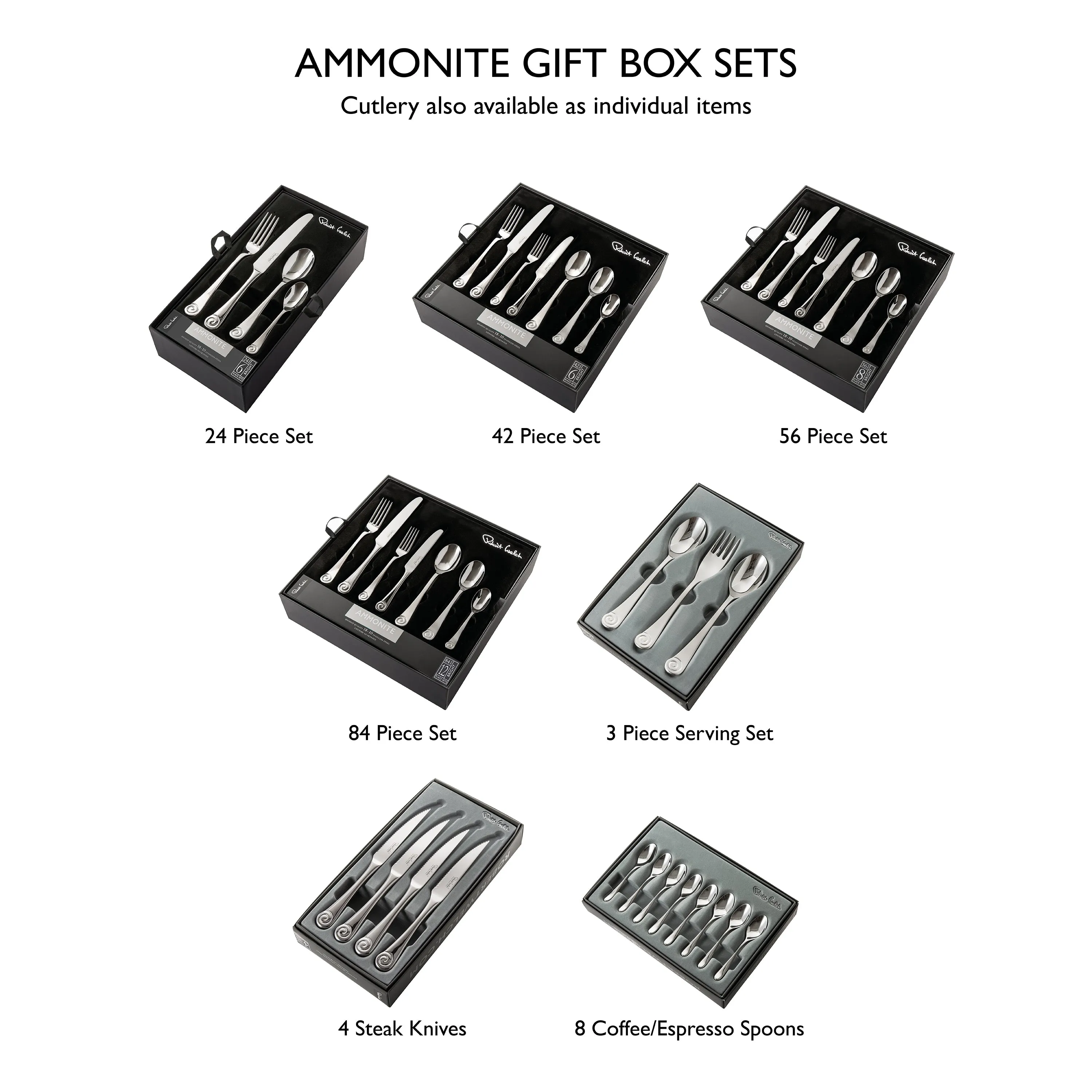Ammonite Bright Cutlery Place Setting, 7 Piece