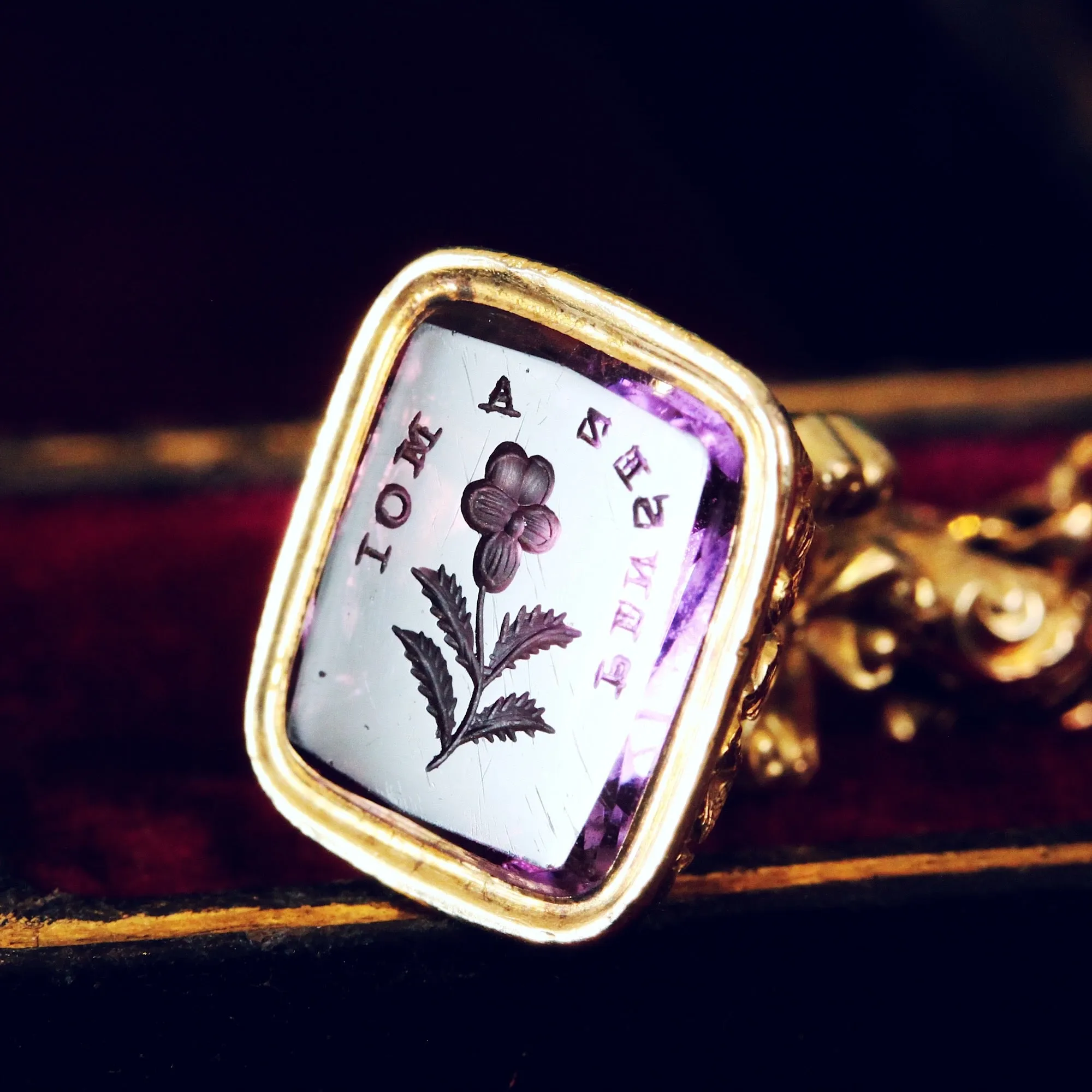 Antique 'Pensez a Moi' Seal Fob on Chain