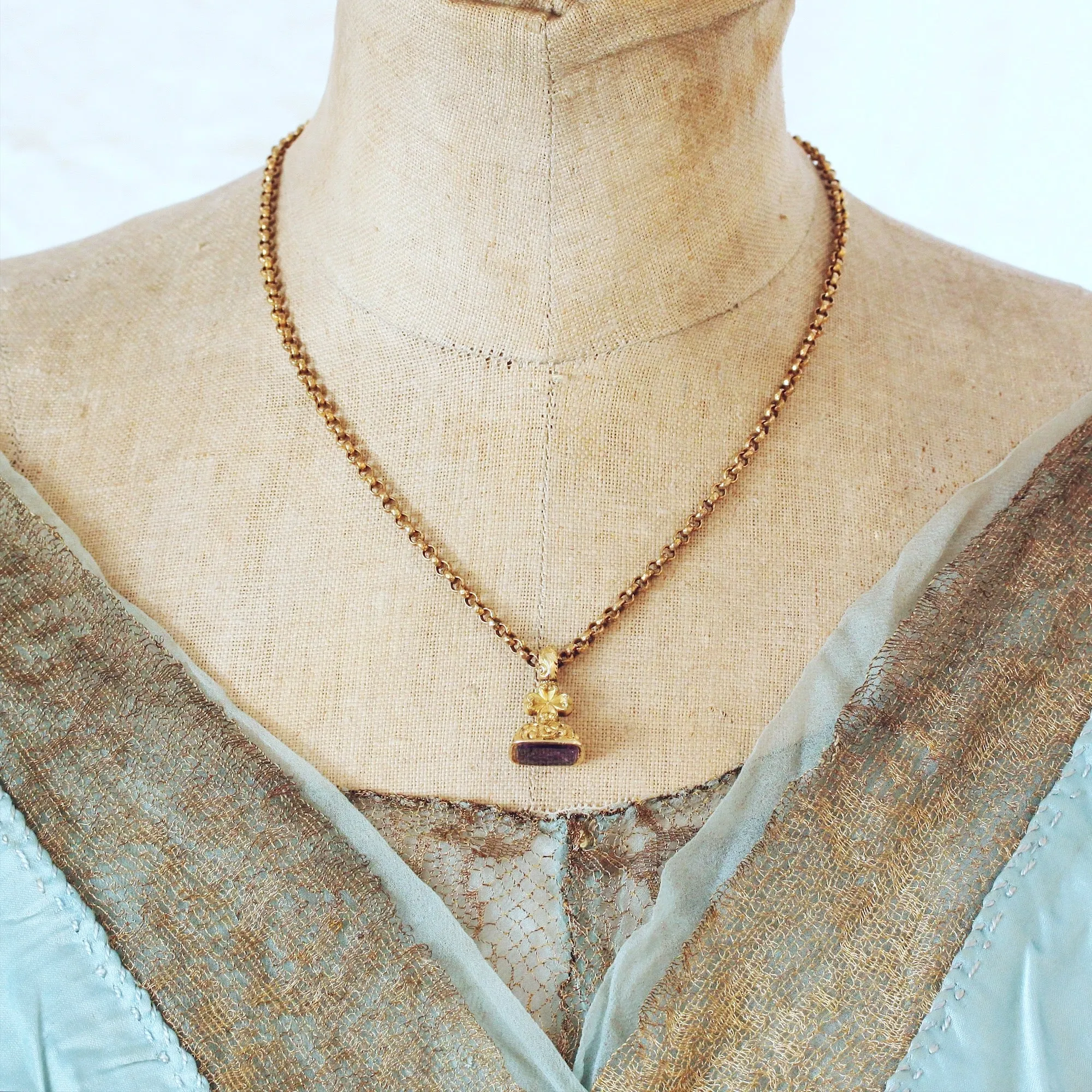 Antique 'Pensez a Moi' Seal Fob on Chain