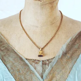 Antique 'Pensez a Moi' Seal Fob on Chain