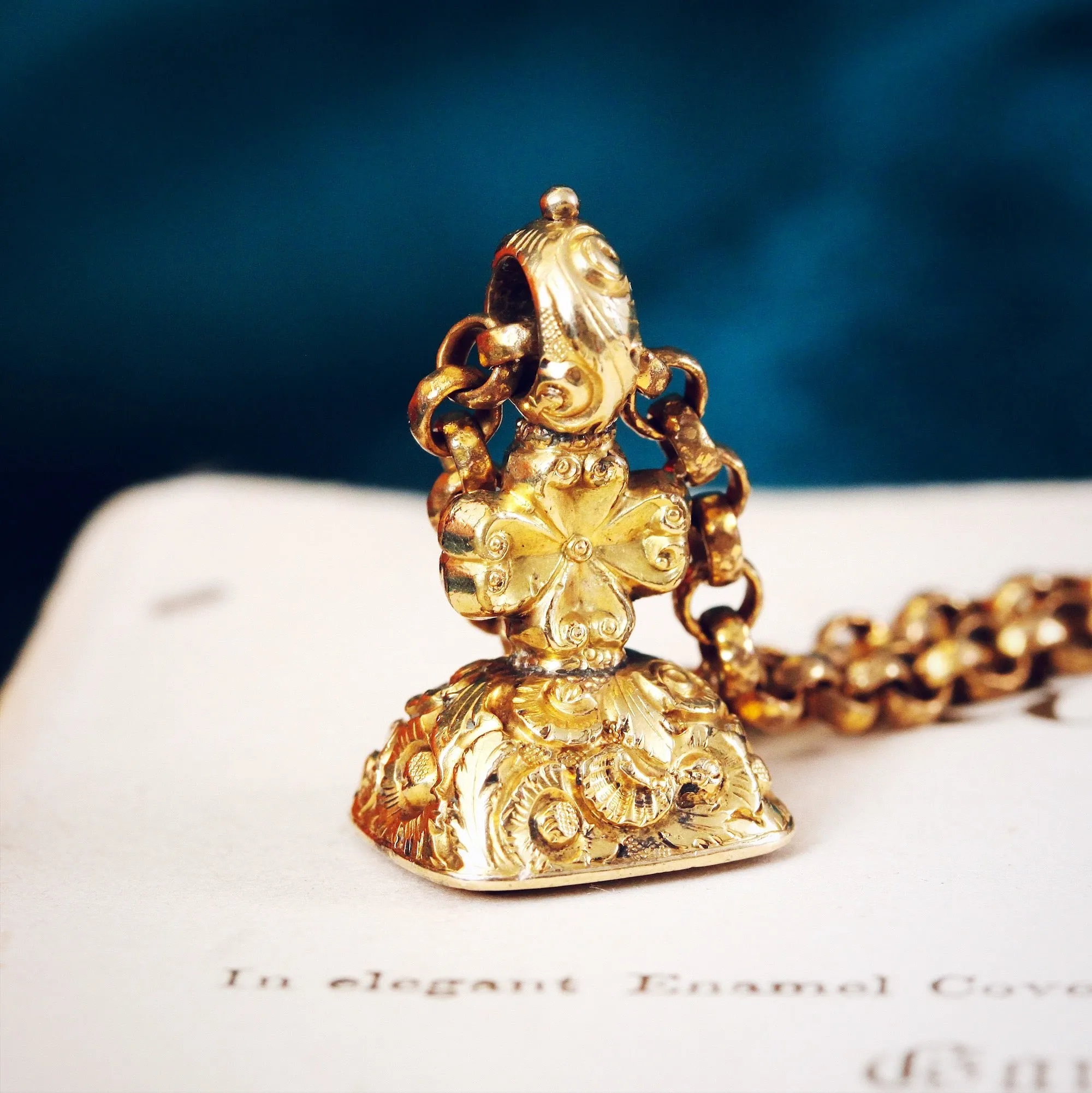 Antique 'Pensez a Moi' Seal Fob on Chain