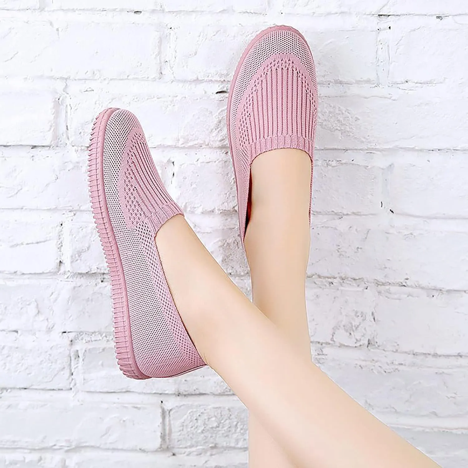 APUM Women's Flat Shoes - Solid Color Comfortable Classic Cute Fashion Skate Shoe Slip-on Breathable Casual flat sandals