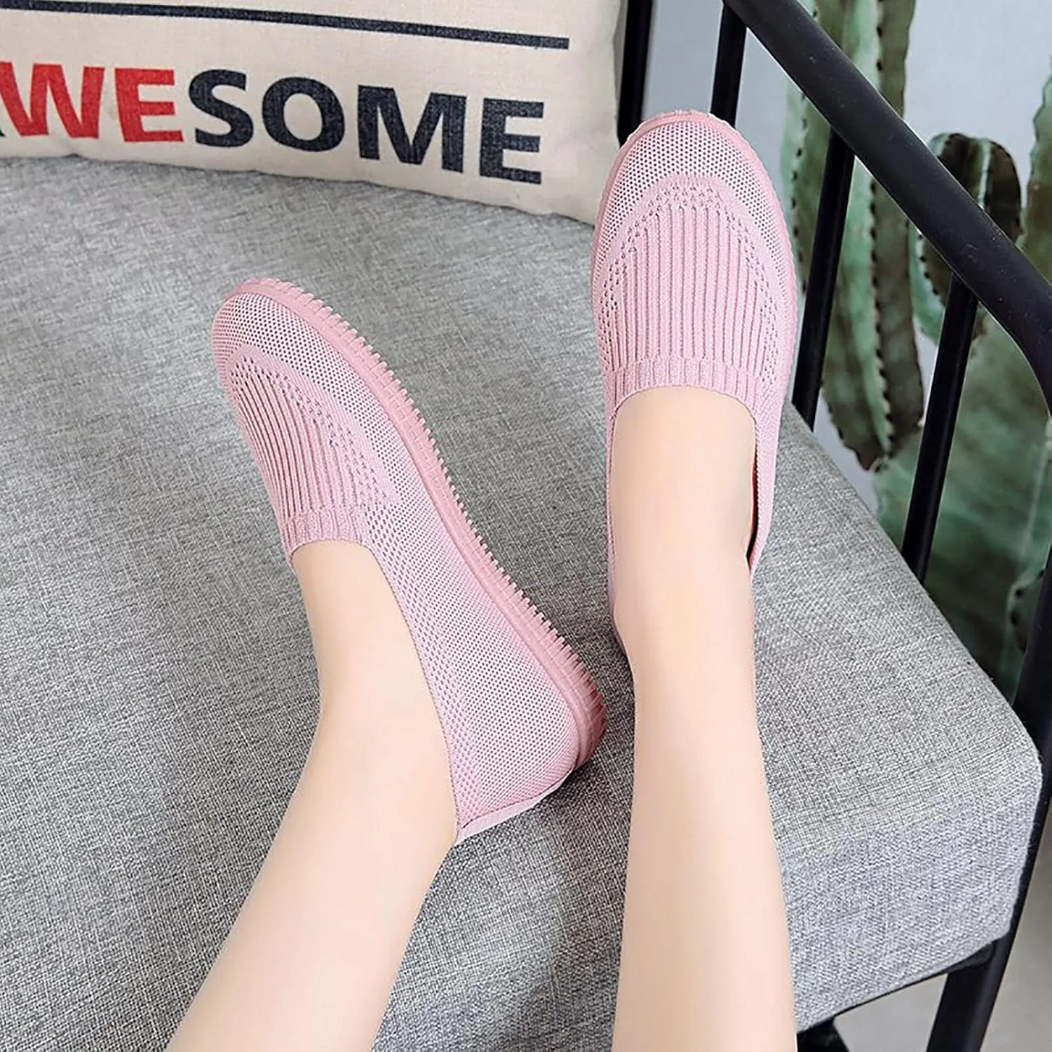 APUM Women's Flat Shoes - Solid Color Comfortable Classic Cute Fashion Skate Shoe Slip-on Breathable Casual flat sandals