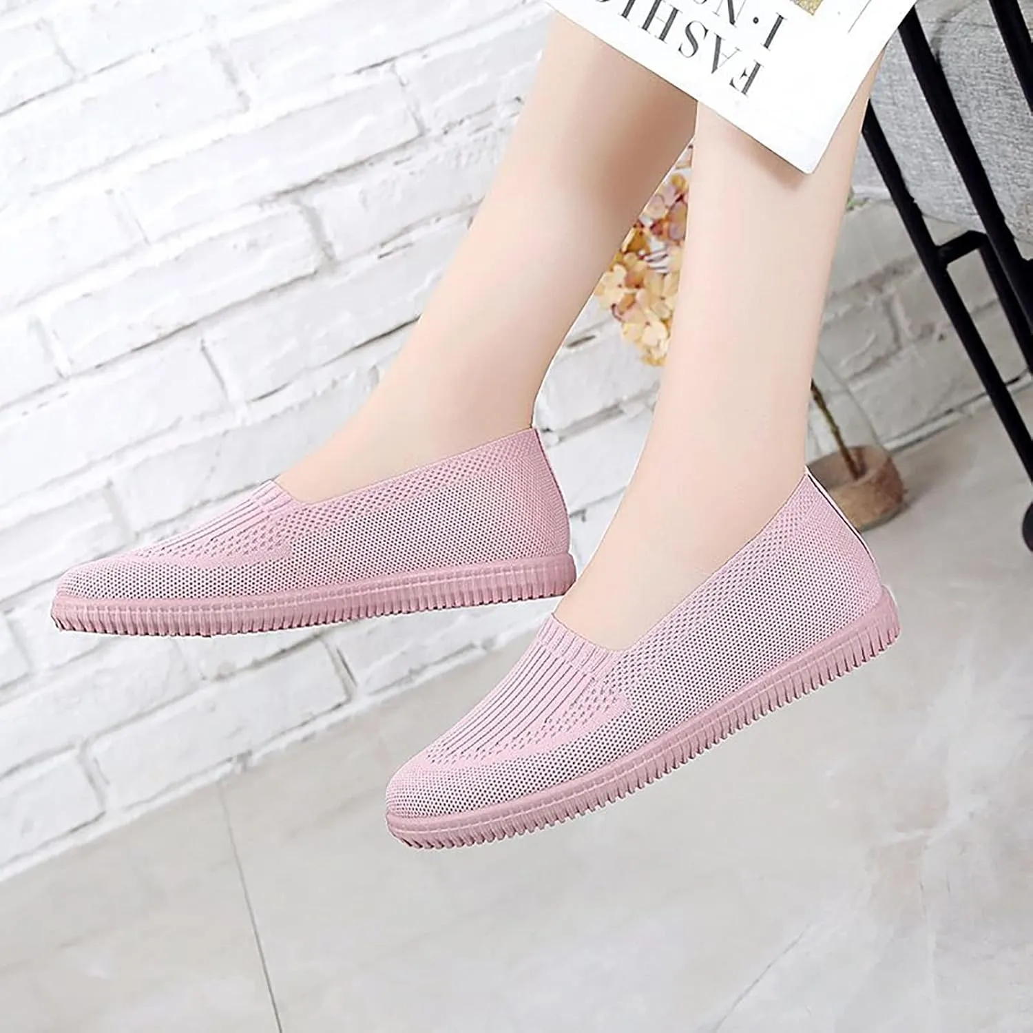 APUM Women's Flat Shoes - Solid Color Comfortable Classic Cute Fashion Skate Shoe Slip-on Breathable Casual flat sandals