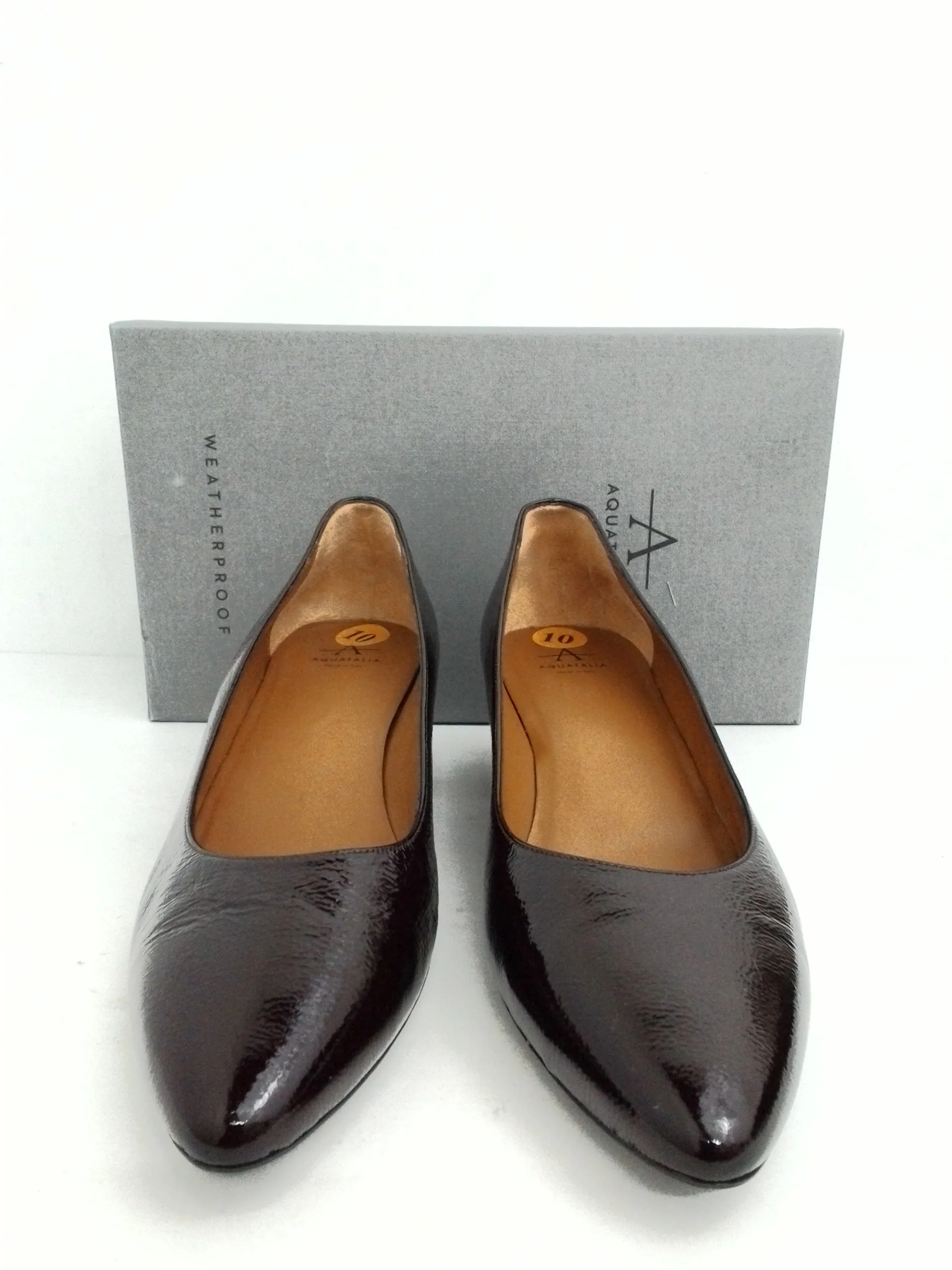 Aquatalia Women's Pasha Naplak Wine patent Heels Size 10 M