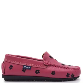 Atlanta Mocassin Raspberry Flower Loafer