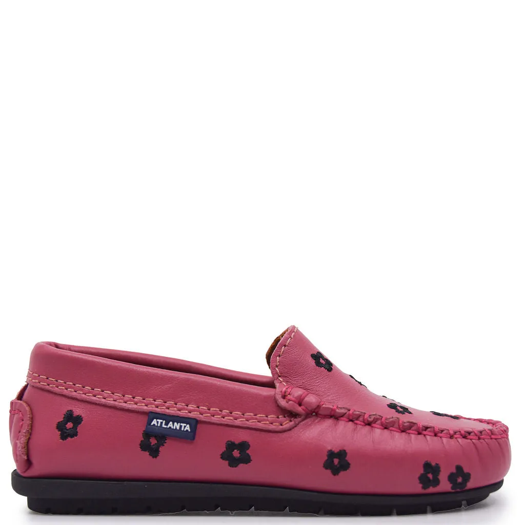 Atlanta Mocassin Raspberry Flower Loafer