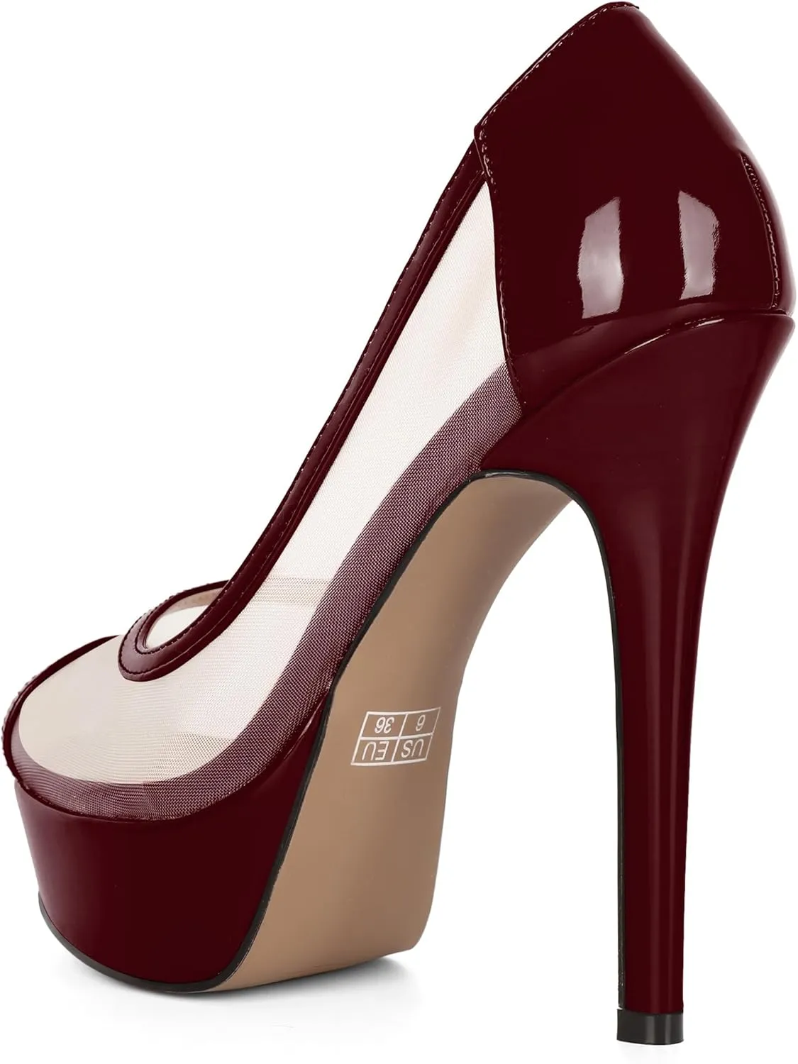 AUMOTED Women's Mesh Peep Toe Platform Pumps Slip On Sexy Stiletto High Heels