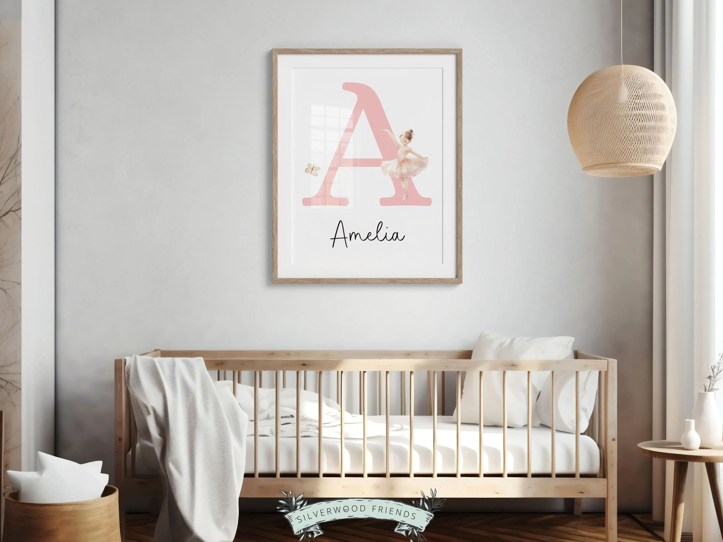 Baby Girls Ballet Nursery Name Print - Personalised