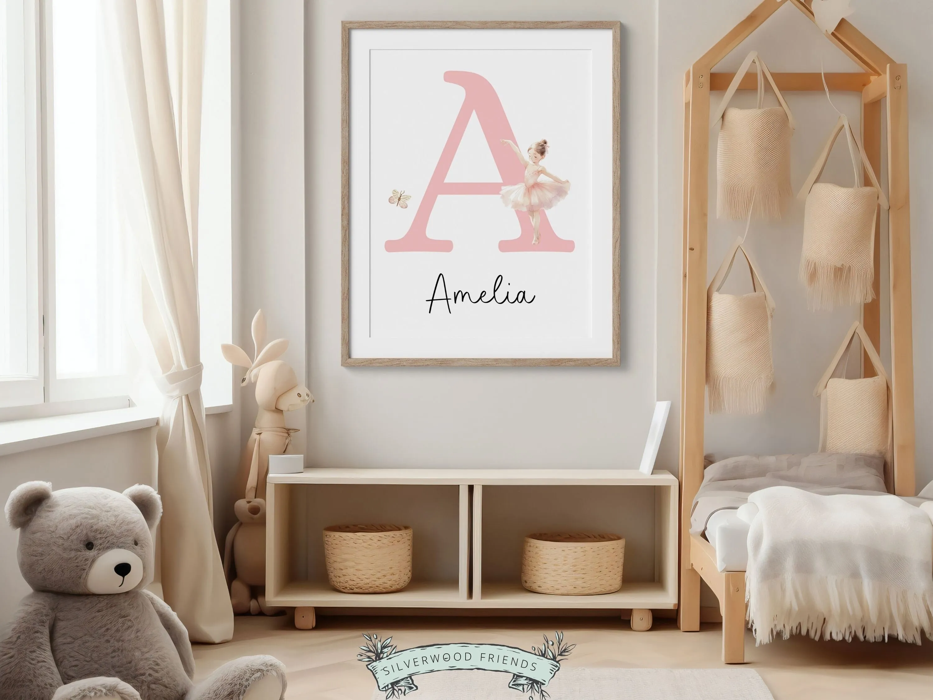 Baby Girls Ballet Nursery Name Print - Personalised