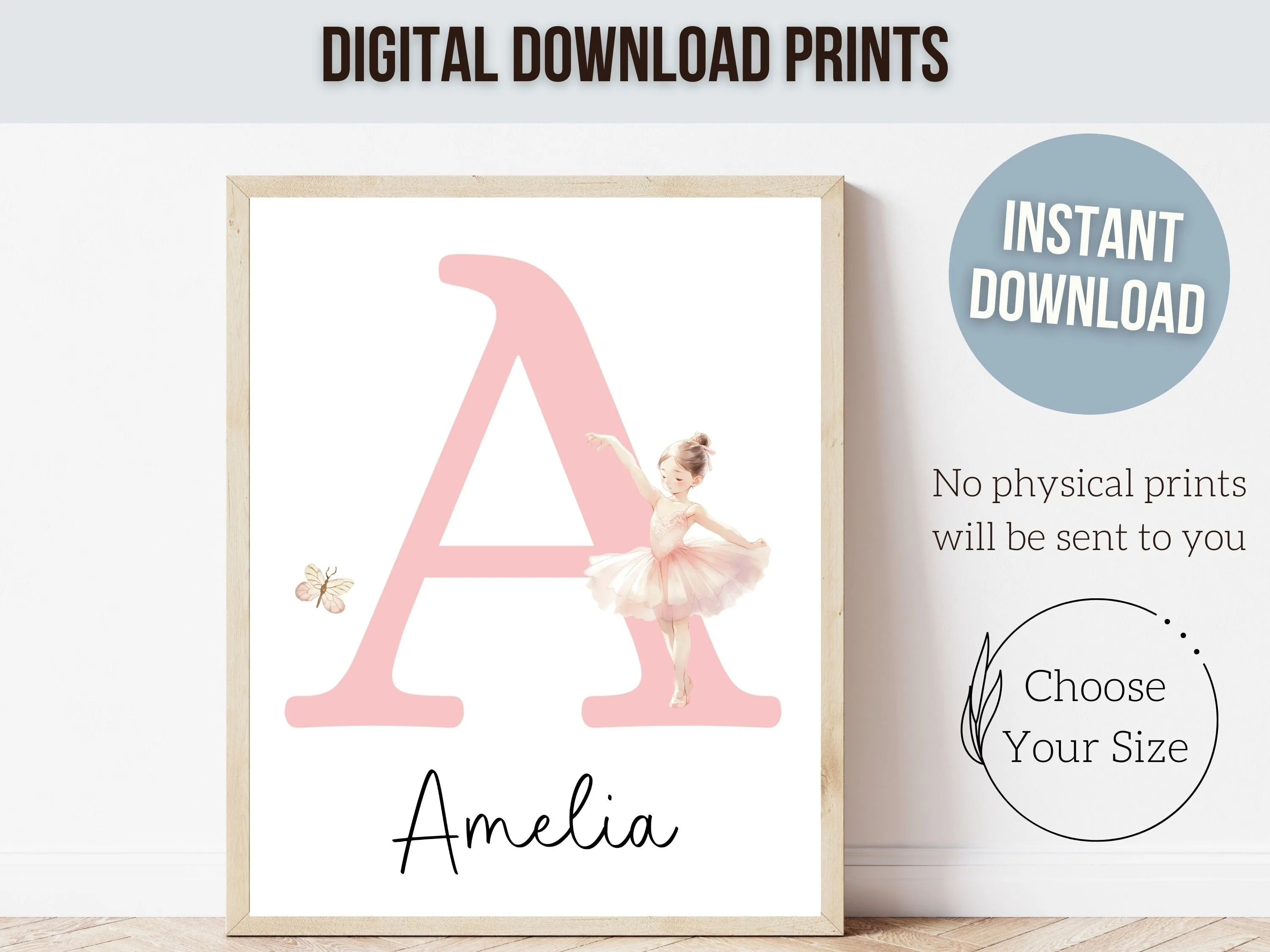 Baby Girls Ballet Nursery Name Print - Personalised