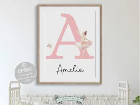 Baby Girls Ballet Nursery Name Print - Personalised
