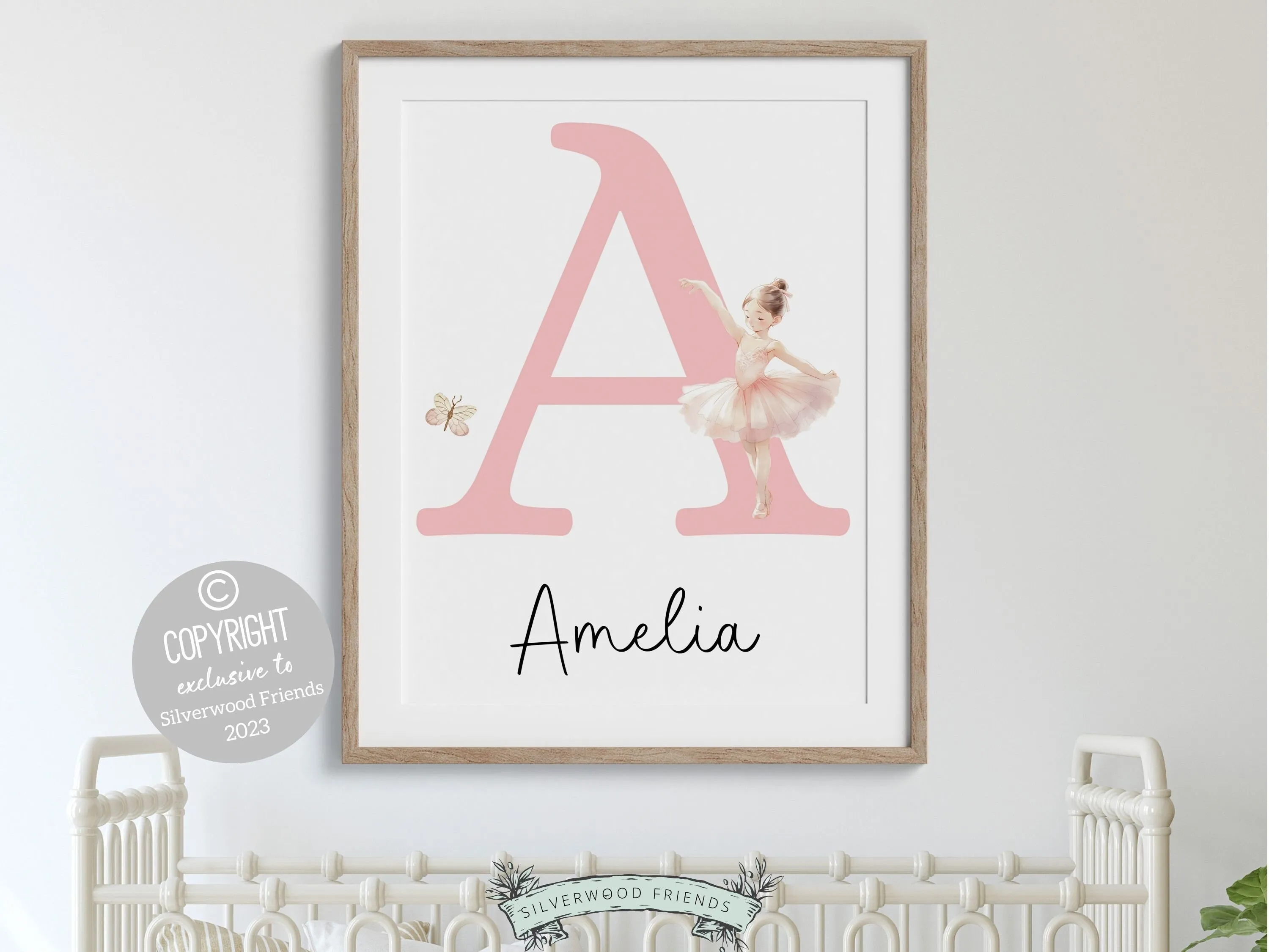 Baby Girls Ballet Nursery Name Print - Personalised