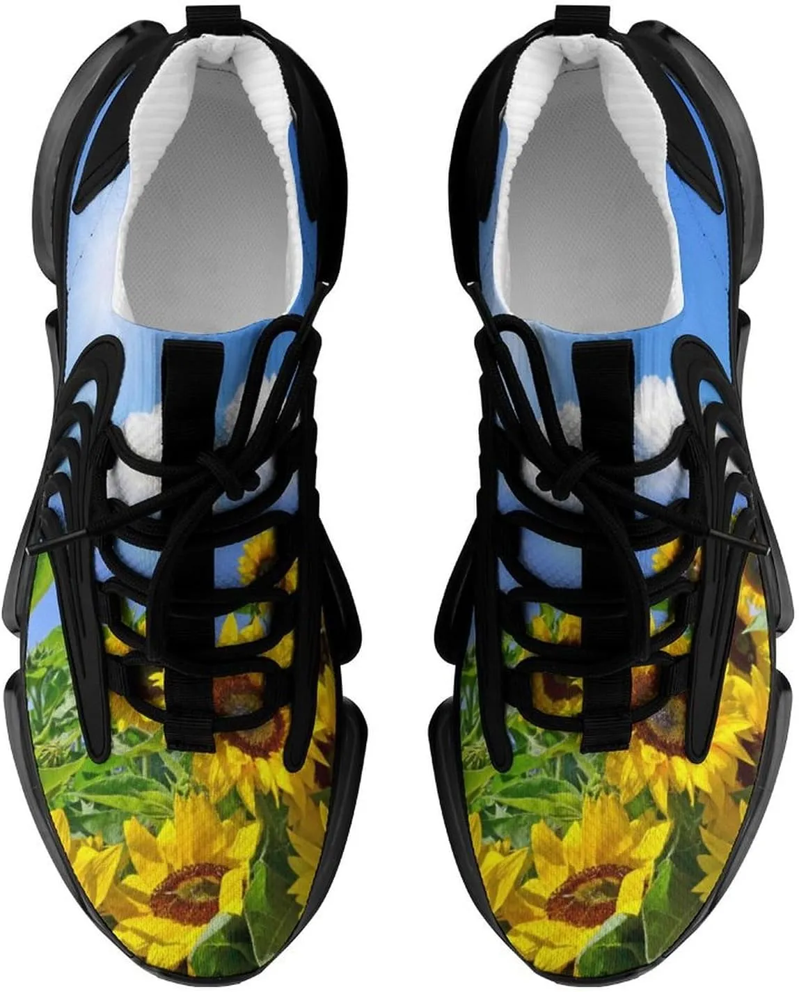 Beautiful Sunflowers Walking Shoes for Men Lightweight Tennis Fashion Elastic Sports Shoes Cushion Basketball Shoes
