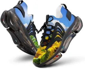 Beautiful Sunflowers Walking Shoes for Men Lightweight Tennis Fashion Elastic Sports Shoes Cushion Basketball Shoes