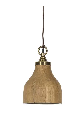 Bell Shaped Walnut Pendant Light S | Andrew Martin Big Sur