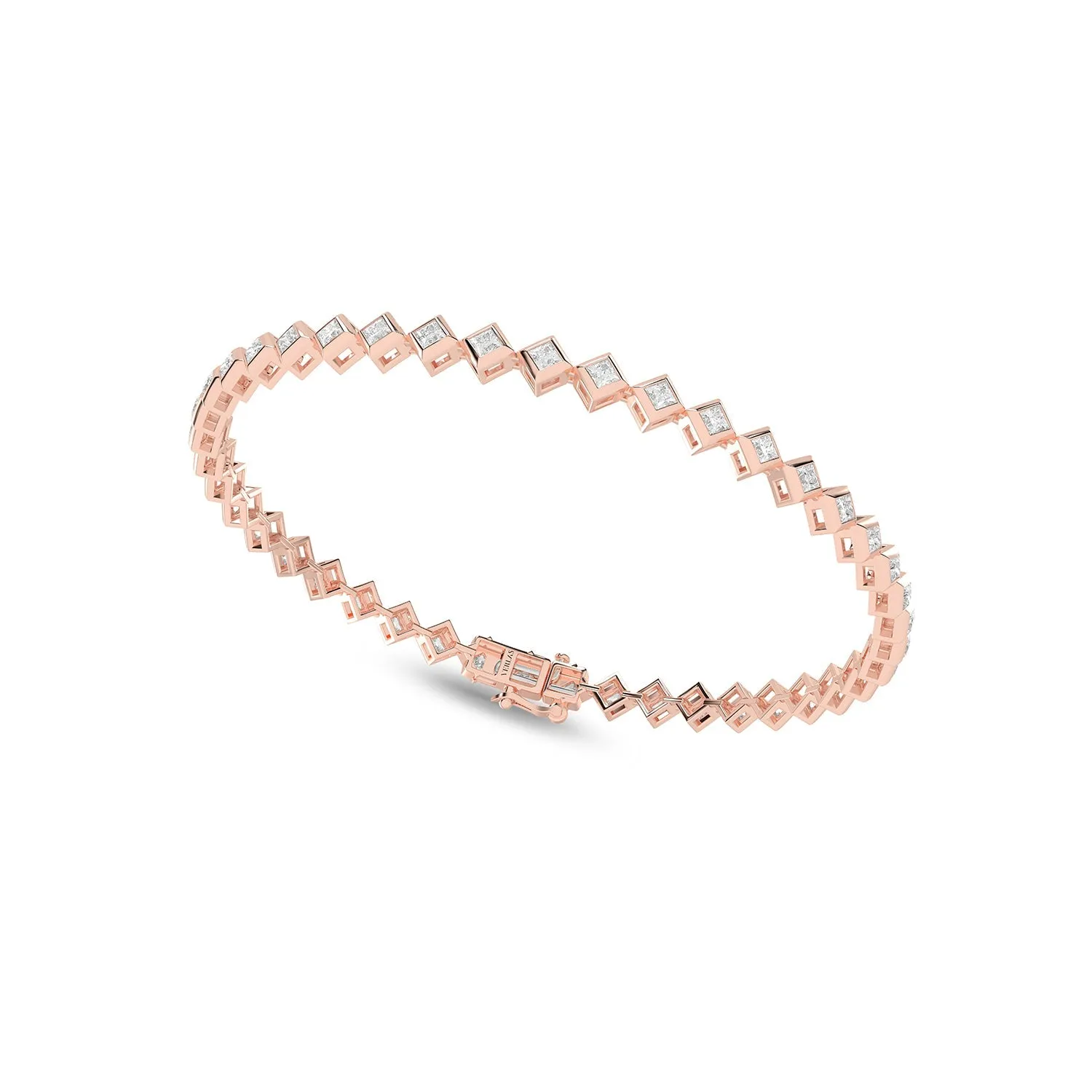 Bezel-Set Princess Tennis Bracelet