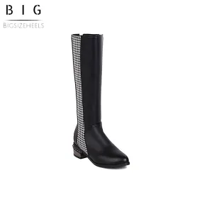 Bigsizeheels Concise Over the Knee Boots for women - Black