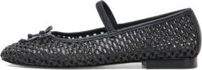 Black Woven Flats for Women Breathable Mesh Ballet Flats with Cute Bows, Dressy Fishnet Shoes with Round Toe for Comfort and Style Size 9