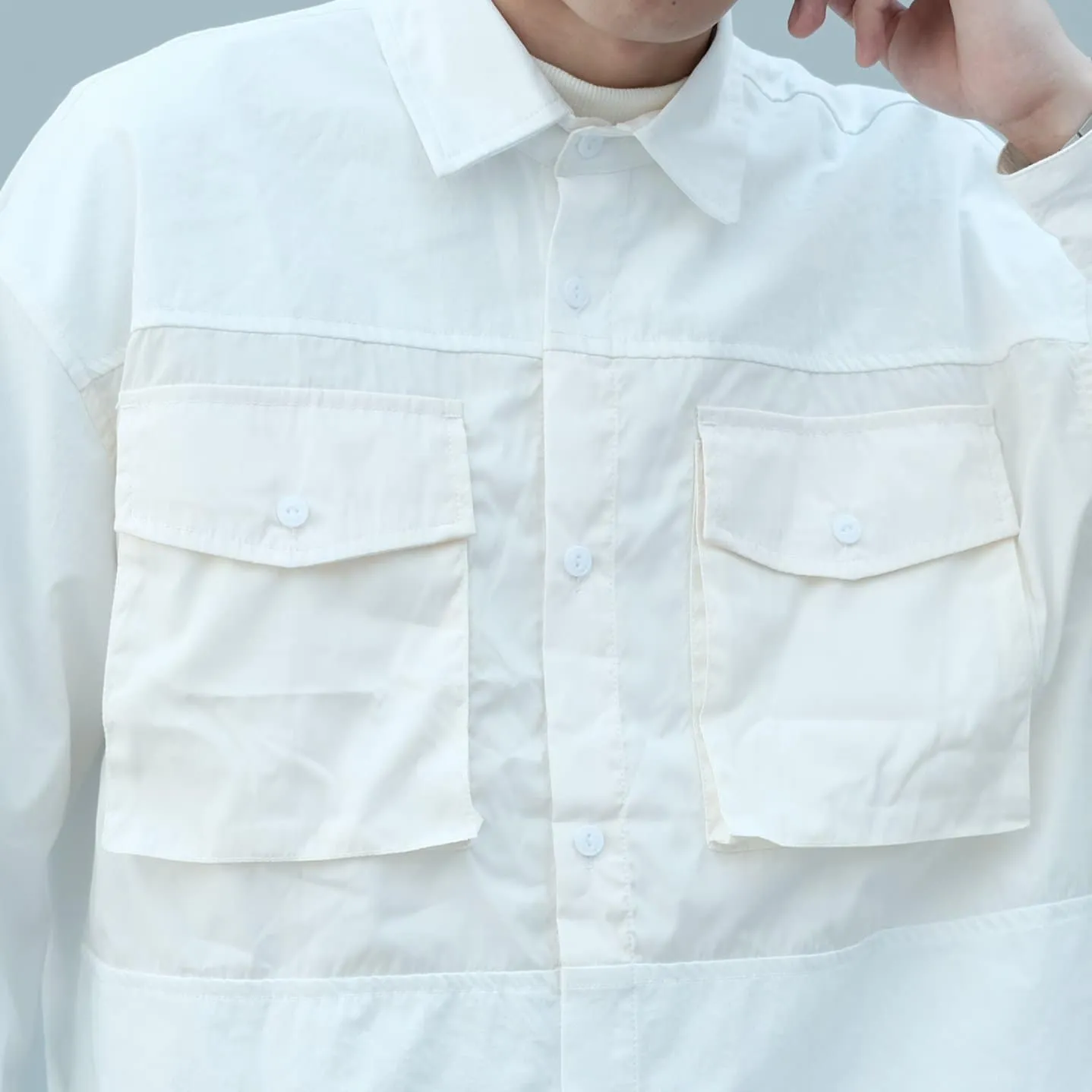 Boysnextdoor Patchwork Shirt Jacket White