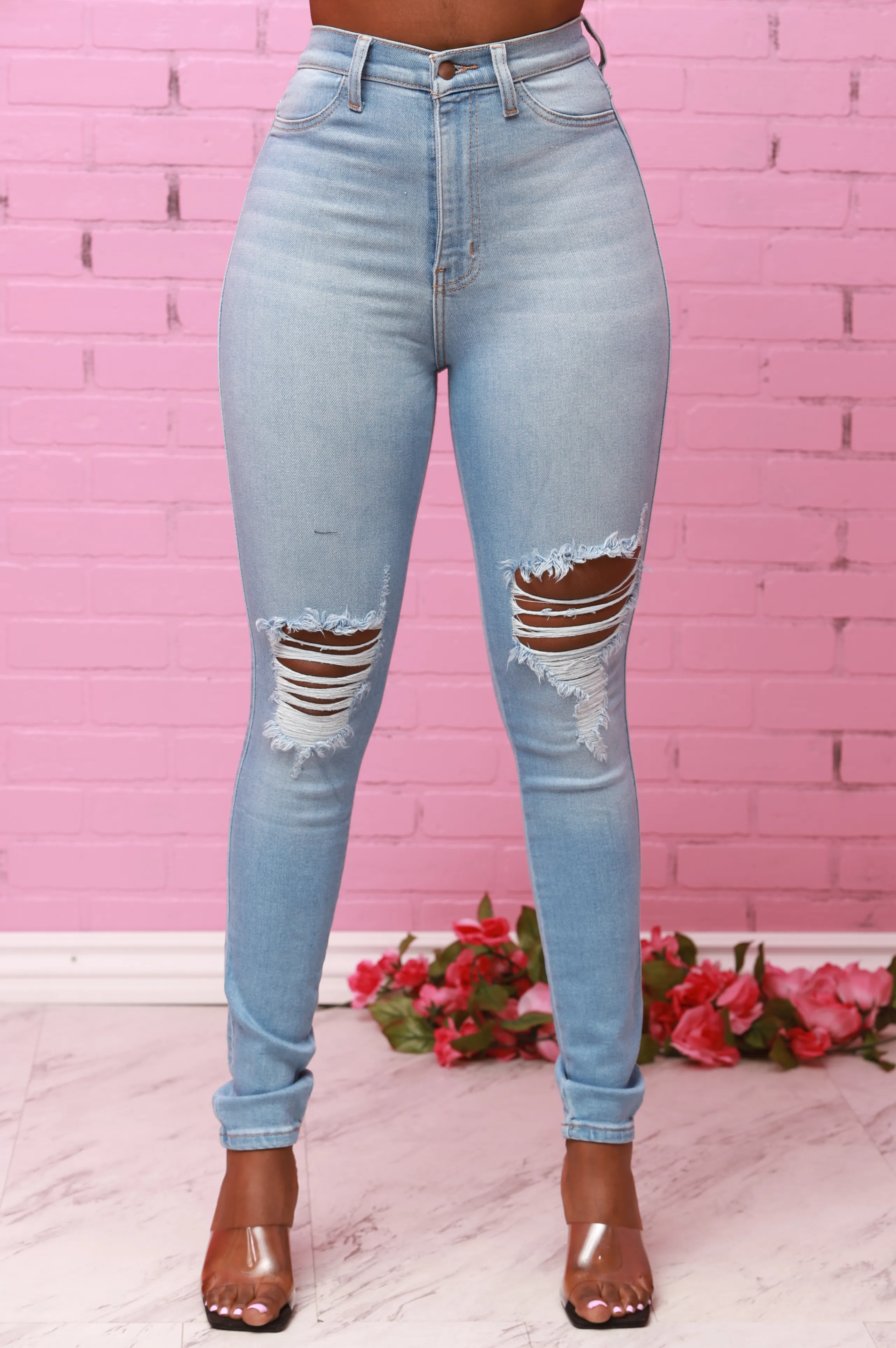 Burst Your Bubble High Rise Jeans - Light Wash