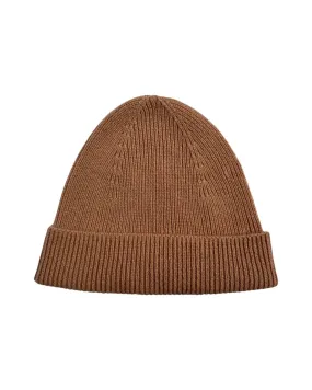 Cashmere rib beanie in rose beige