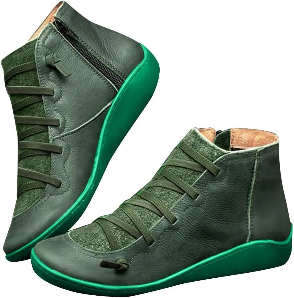 Cathalem Ankle Boots for Women 2024 New Flat Heel Ankle Cowgirl Boots Arch Support Pointed Toe Short Womens Cowboy Boots