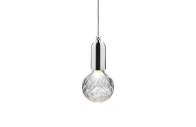Clear Crystal Bulb Pendant - Polished Chrome