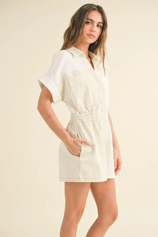 Colorblock Denim Romper