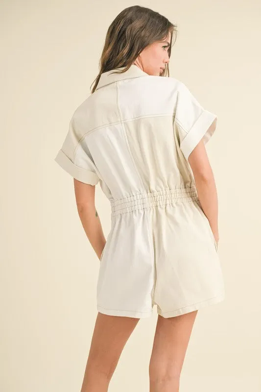 Colorblock Denim Romper