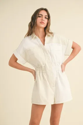 Colorblock Denim Romper