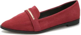 Comfortable Leather Suede Slip On Loafer Flats for Women Casual Work Flat Shoes Women's Pointed Toe Penny Loafers Office Driving Ballet Flats