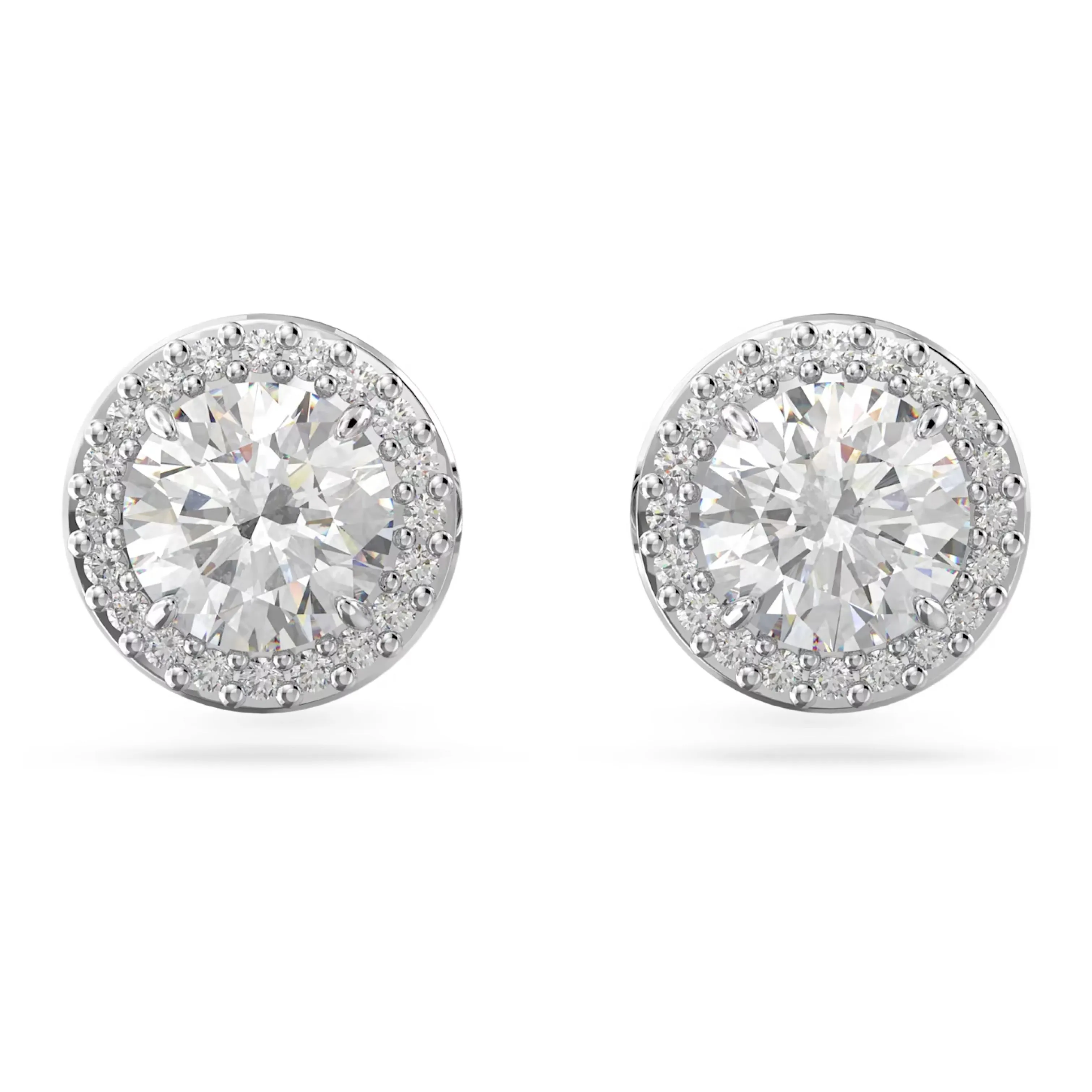 CONSTELLA PAVE EARRINGS, WHITE, RHODIUM PLATED