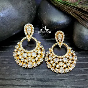 Contemporary White AD Zircon Chaandbali Earring