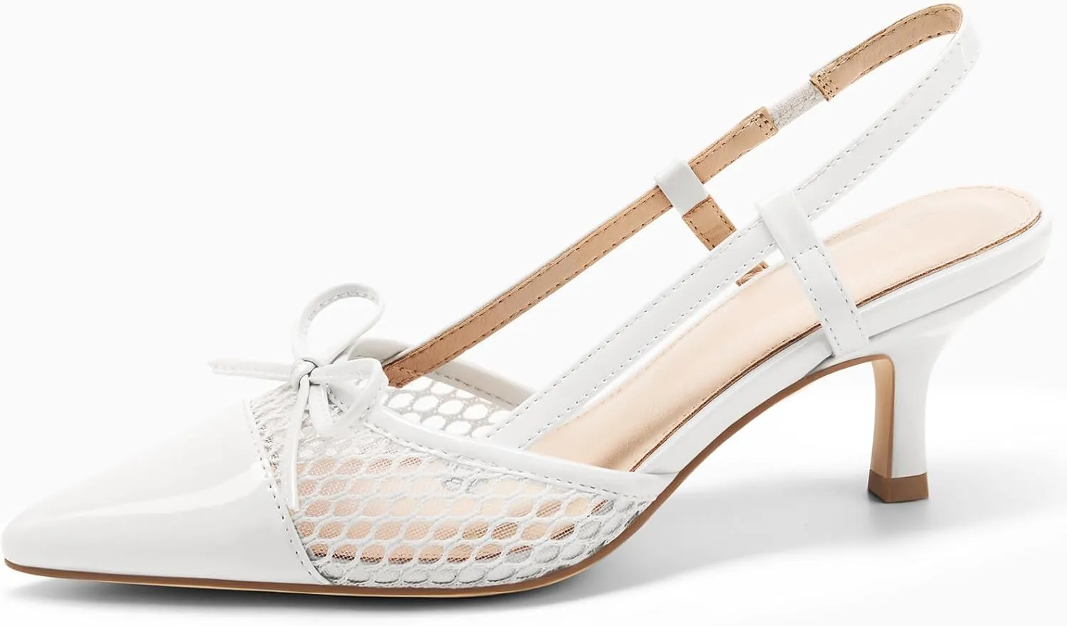 Coutgo Womens Bow Tie Slingback Pumps Pointed Toe Kitten Low Heel Patchwork Dress Heeled Sandals