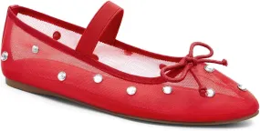 Coutgo Womens Mesh Ballet Flats Crystal Rhinestone Studded Comfortable Mary Jane Dress Shoes