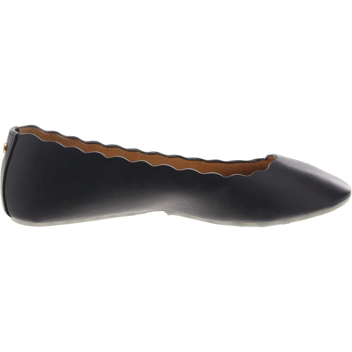 Danskin Womens Confident Faux Lather Scalloped Ballet Flats
