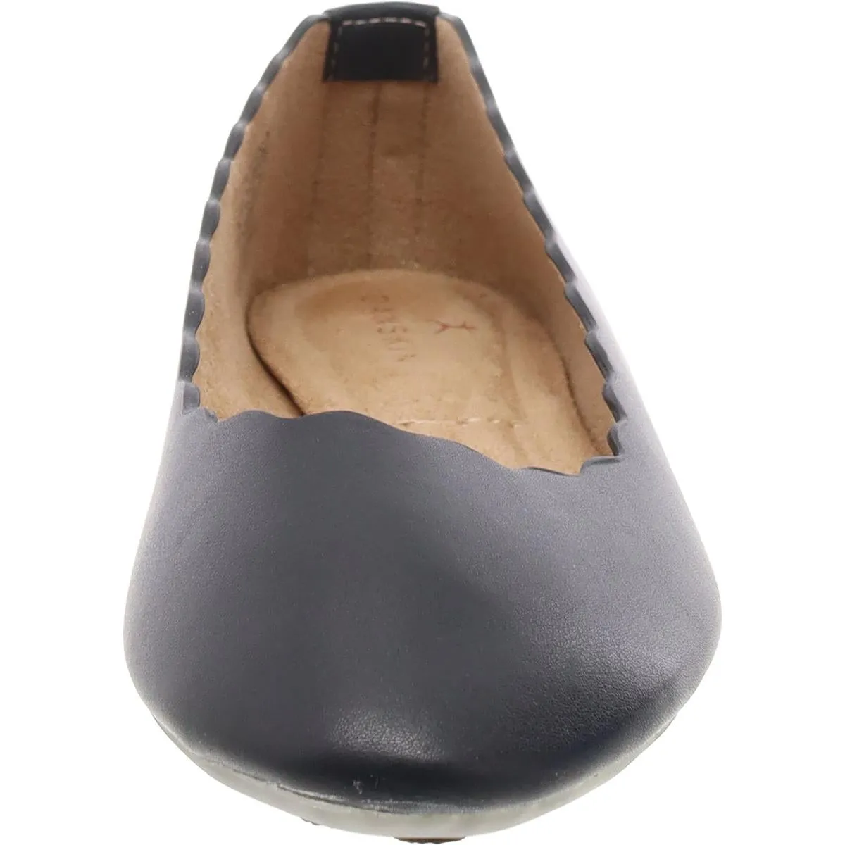 Danskin Womens Confident Faux Lather Scalloped Ballet Flats