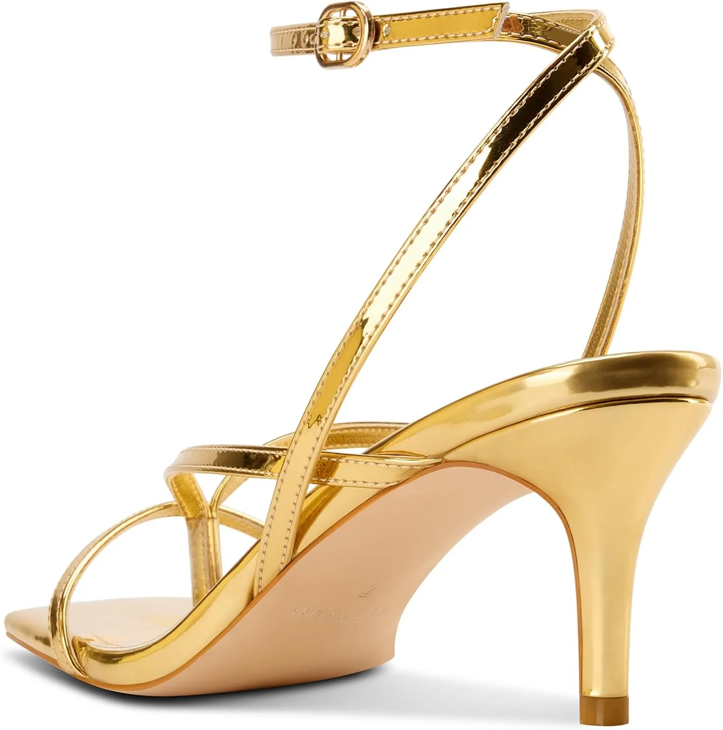 DearOnly Womens Square Toe Thong Strappy Kitten Heels Ankle Strap Party Dress Shoes Mid Heel Sandals 2.6 Inches Heels