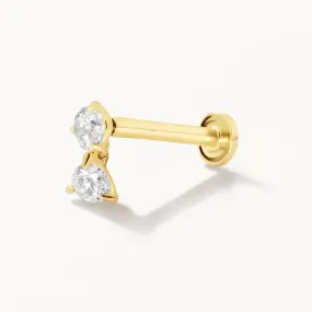 Diamond Drop Helix Single Stud Earring in 10k Gold