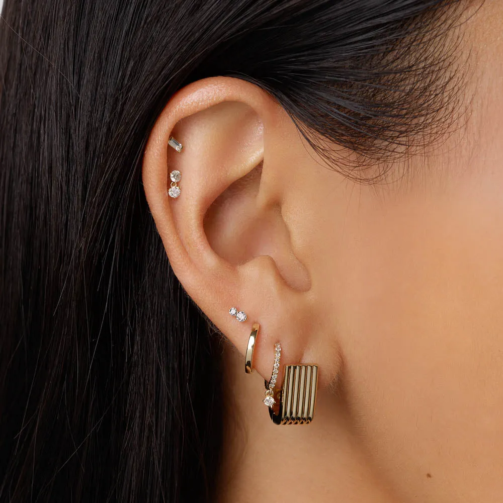 Diamond Drop Helix Single Stud Earring in 10k Gold
