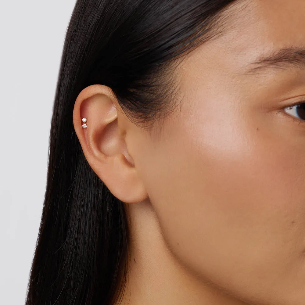 Diamond Drop Helix Single Stud Earring in 10k Gold