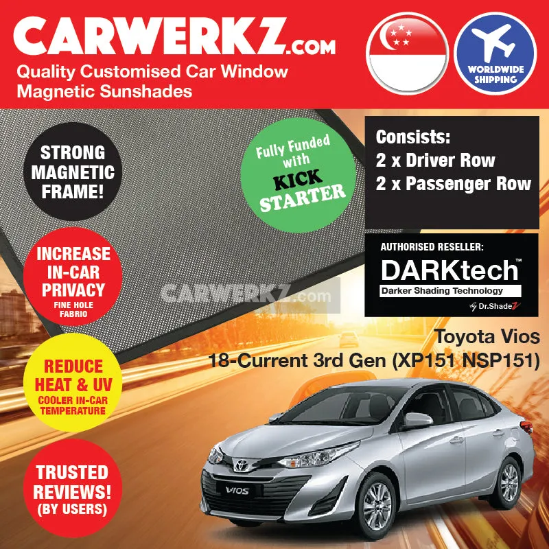 Dr Shadez DARKtech Toyota Vios 2018-2022 3rd Generation (Facelift) (XP151 NSP151) Japan Sedan Customised Car Window Magnetic Sunshades