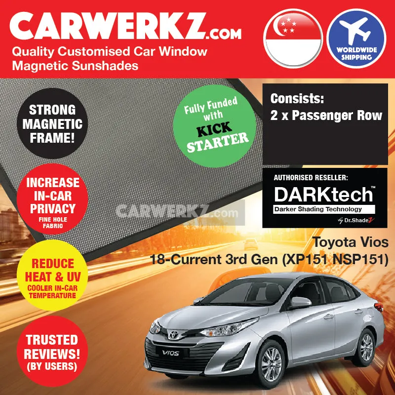 Dr Shadez DARKtech Toyota Vios 2018-2022 3rd Generation (Facelift) (XP151 NSP151) Japan Sedan Customised Car Window Magnetic Sunshades