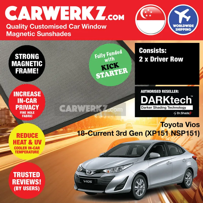 Dr Shadez DARKtech Toyota Vios 2018-2022 3rd Generation (Facelift) (XP151 NSP151) Japan Sedan Customised Car Window Magnetic Sunshades